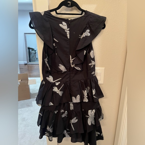 Cynthia Rowley NY Sleeveless Jetset Silver Dragonfly High Low Mini Dress - Picture 4 of 5